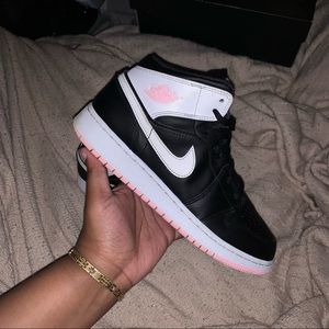 Black, White, & Pink Jordan 1s